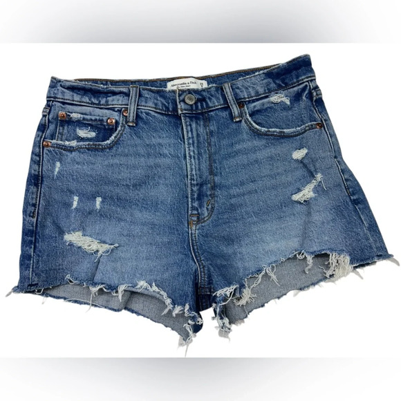 Abercrombie & Fitch The Mom Short High Rise Denim Size 29/8 (W30) Distressed - Picture 1 of 8